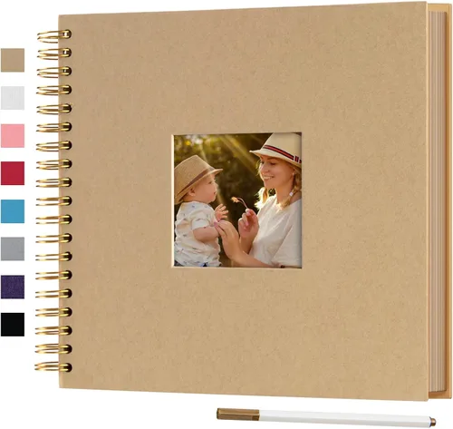 Vista 20 de Álbum de fotos pequeño DIY para manualidades de 8 x 8 pulgadas con foto de portada, 80 páginas, tapa dura, papel para manualidades, álbum de fotos