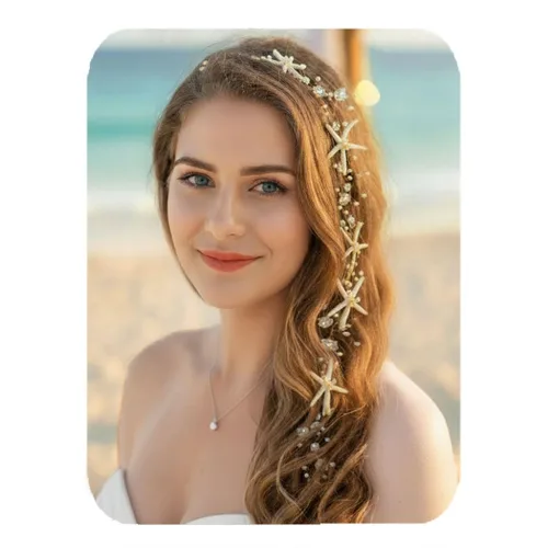 Vista 11 de Unicra Diadema de novia con estrella de mar, diadema de vid y perlas, accesorios para el cabello de boda en la playa, accesorios para el cabello