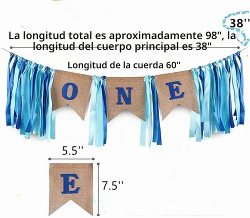 Vista 2 de SS Cohen decoraciones de primer cumpleaños, pancarta de primer cumpleaños de niño, pancarta de arpillera para silla alta para decoraciones