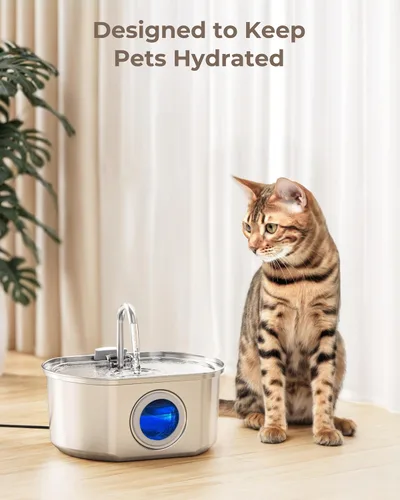 Vista 7 de Neareal Paquete de 6 filtros de repuesto oficiales y esponjas de prefiltro para fuente de agua de acero inoxidable para gatos de 108 onzas / 3.2 L