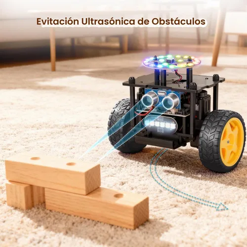 Vista 4 de Kit de coche robot inteligente, robótica para niños de 8 a 12 años Negro