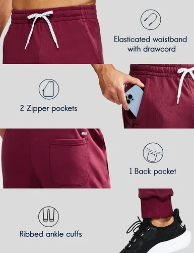 Vista 2 de MIER Men's Cotton Joggers Athletic Sweatpants for Gym Workout Active Lounge Jersey Track Pants with Pockets, Elastic Waist