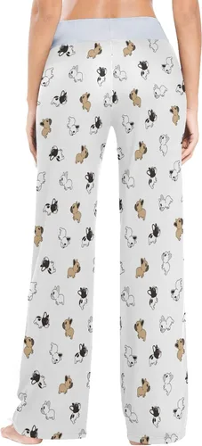 Vista 4 de XUWU Pantalones de pijama para mujer, cómodos, casuales, palazzo, pierna ancha