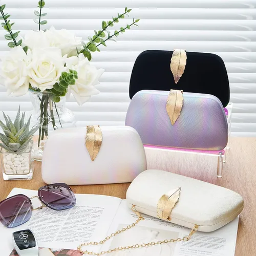 Vista 5 de WEIMZC Bolso de mano para mujer, bolso de noche con flecos, bolso de noche para fiesta, boda, bolso de mano con cadena, bolso cruzado