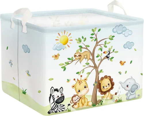 Vista 11 de Clastyle Woodland Nursery Animal Tree Baby Gift Storage Basket para habitación de niños Impermeable grande ropa sucia libro regalo juguete