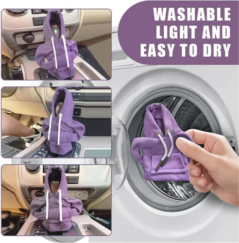 Vista 5 de JOYCOURT Sudadera con capucha para palanca de cambios de automóvil, cubierta de perilla de palanca de cambios de moda, mini sudadera con capucha