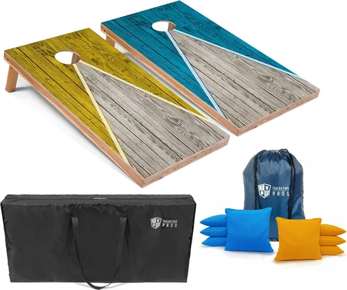 Vista 49 de Tailgating Pros Juego de tablero de Cornhole ligero con diseño piramidal con bolsas de frijoles y estuche de transporte, juego de cornhole