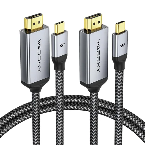Vista 10 de Warrky Cable USB C a HDMI 4K 60Hz de 3.3 pies [enchufes chapados en oro antiinterferencias] Cable de aluminio tipo C a HDMI 2.0, Thunderbolt 3/4/5