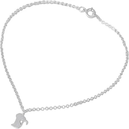 Vista 2 de NOVICA . Tobillera de plata de ley 925, 9.75 pulgadas 'Kitty Cat Charm', Plata de ley