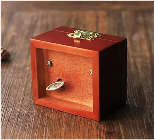Vista 2 de Walfront Caja de música de madera hueca en miniatura caja de música de 18 notas caja de maquillaje y joyero regalo para decoración del hogar oropara