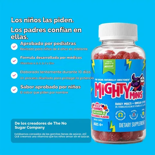 Vista 8 de Gomitas multivitamínicas sin azúcar para niños, bayas mixtas, 120