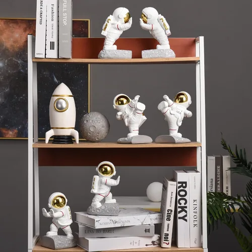 Vista 7 de Sujetalibros de decoración espacial, divertidos extremos de libro de astronauta de resina para niños