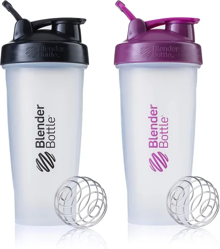 Vista 7 de BlenderBottle Botella mezcladora clásica perfecta para batidos de proteínas y antes del entrenamiento, 28 onzas (paquete de 2), todo negro