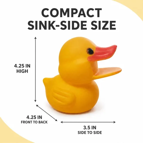 Vista 5 de Soporte con forma de animal para esponja de cocina, rana o pato a elección, con esponja, pato amarillo