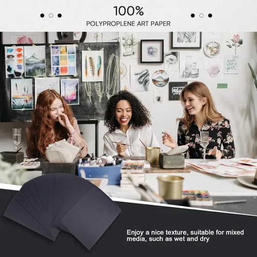Vista 6 de Crtiin 100 hojas de papel de dibujo negro pesado 150 GSM, 100 libras, papel de dibujo para lápices de colores, pastel al óleo, carbón, bolígrafo