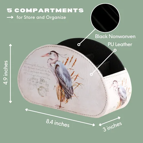 Vista 5 de Organizador de mesa de piel sintética con 5 compartimentos para cosméticos, suministros de oficina, regalos para hombres, novio, marido, garza retro