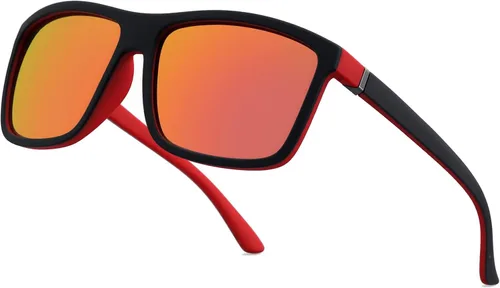 Vista 35 de Gafas de sol polarizadas deportivas para hombre, gafas de marco cuadrado NP1007 Marco A01 Matteblack/Lente gris