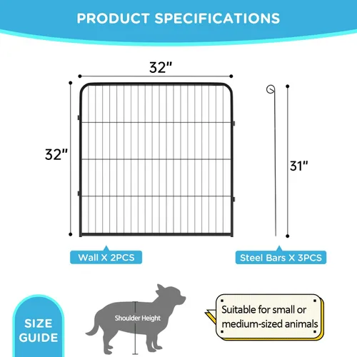 Vista 7 de BestPet Extensión de corral para perros 32 pulgadas, 2 paneles Corral resistente para mascotas con ejercicio de metal Paneles de cerca