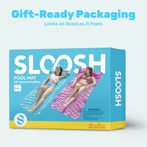 Vista 7 de SLOOSH Inflatable Pool Floats Raft,Floating Lounge for Adults,64x32 inch Swimming Mat Pool Mattress with Headrest,2 Pieces Float Air Mat for Summer