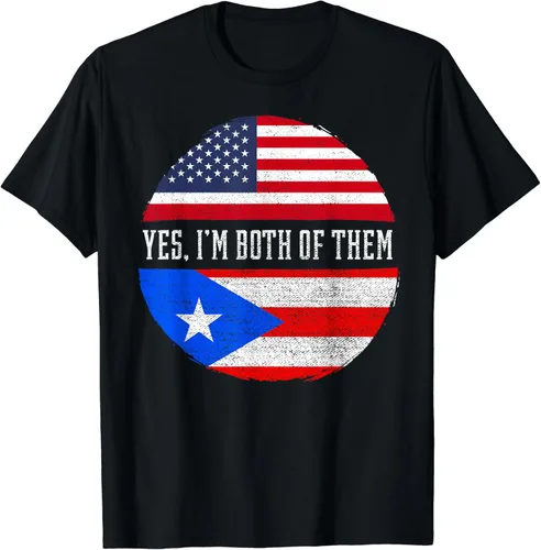 Vista 2 de Camiseta de ADN de Puerto Rico con bandera de Estados Unidos, Negro
