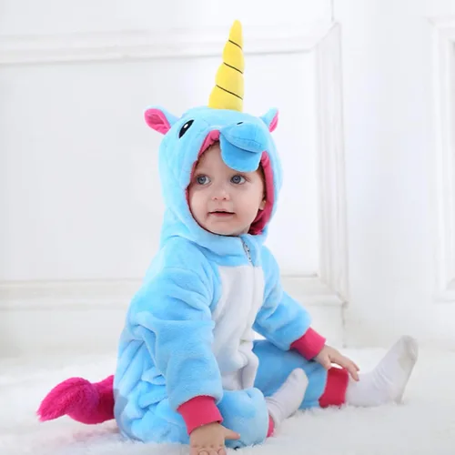 Vista 9 de TONWHAR Disfraz de Halloween para bebés y niños pequeños, traje de nieve para niños (3.5-4.5 añosaltura 41-46 pulgadas, unicornio azul)