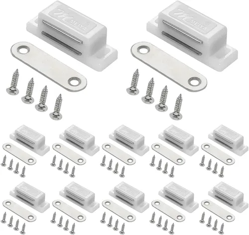 Vista 8 de Paquete de 12 imanes magnéticos para puerta, para cocina, baño, armario, armario, armario, puerta, cajón, 15 libras, tornillos incluidos (negro)
