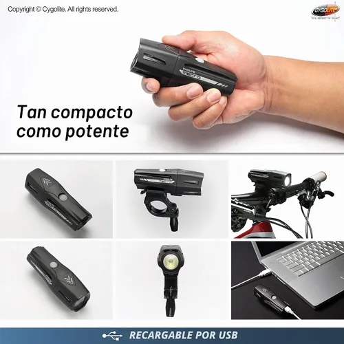 Vista 6 de Cygolite Metro Series Bike Lights, USB Rechargeable, Secure Hard Mount, Night & Daytime Modes, Compact, Durable, IP67 Waterproof; Road, Mountain