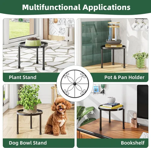 Vista 6 de Simple Trending Soporte de metal para plantas de interior y exterior, soporte resistente para macetas de flores, de hierro antioxidante, soporte