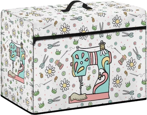 Vista 32 de Funda para máquina de coser de flores hippie grande, cubierta antipolvo, protección de fácil limpieza para máquina de coser, resistente a las Flor