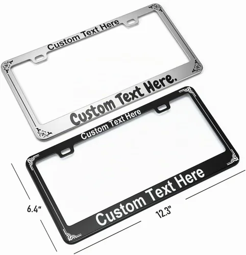 Vista 3 de Marco de placa personalizado de metal, soporte de placa de aluminio inoxidable para la parte delantera o trasera, accesorios exteriores para Negro