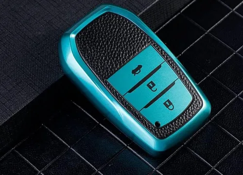 Vista 10 de DOUKI Leather TPU Car Key Cover Case Holder, for Toyota RAV4 Crown Hilux Fortuner Innova Camry Land Cruiser Prado Yaris Corolla 55 50