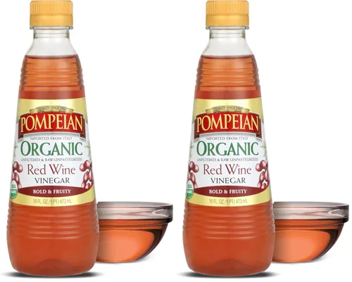 Vista 12 de Pompeian Vinagre de vino tinto orgánico gourmet, sin filtrar y sin pasteurizar, 16 onzas líquidas
