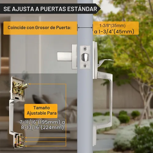 Vista 2 de Azdele Juego plateado de manija de puerta delantera, manija de puerta de Manija de puerta de níquel satinado