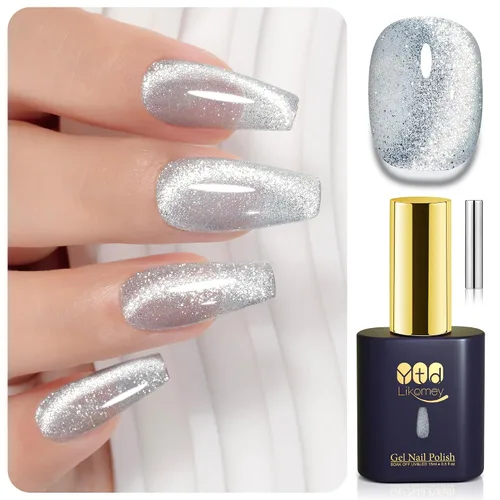 Vista 37 de YTD Likomey - Juego de esmaltes de uñas de gel de ojo de gato, 8 colores con purpurina magnética de cristal, borgoña, rojo, negro, verde, ciruela