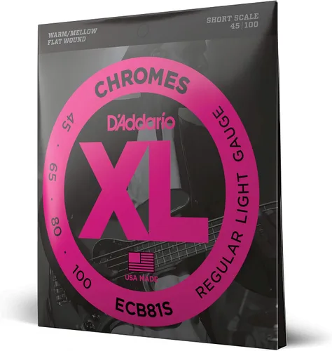 Vista 14 de D'Addario XL Chromes Cuerdas de Guitarra Bajo con Entorchado Plano - ECB81M - Escala Media - Regular Ligero, 45-100