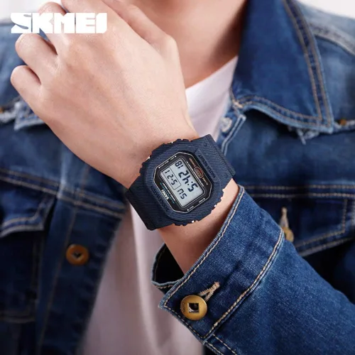 Vista 3 de Gosasa Reloj deportivo para hombre, reloj digital de 5 bares, resistente al agua, reloj despertador vaquero, reloj militar, Verde
