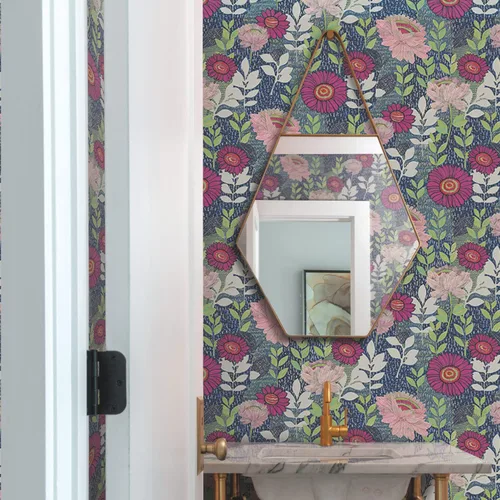 Vista 9 de RoomMates Tamara Day RMK12513RL - Papel tapiz autoadhesivo para jardín botánico, color azul