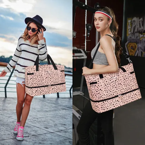 Vista 7 de Gym Bag for Women Weekender Bag with Waterproof Shoe Compartment Sports Travel Duffel 3pcs Set Carry On Overnight Bags for Business Trip Travel Gym