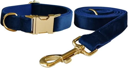 Vista 8 de Love Dream Juego de collar y correa de terciopelo para perro, suave y cómodo, correa ajustable y collar con hebilla de metal resistente para perros