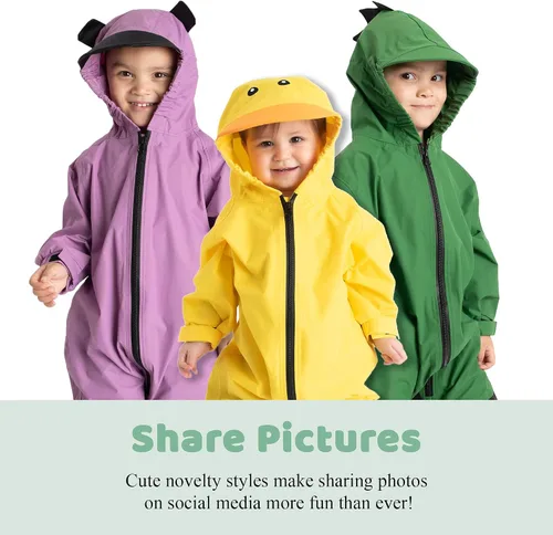 Vista 3 de Traje de lluvia para niños pequeños - Overol impermeable Muddy Buddy de una pieza resistente a la intemperie chaqueta para bebé