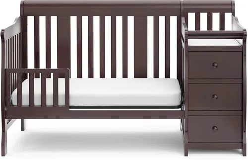 Vista 12 de Storkcraft Portofino - Cuna convertible 5 en 1 y cambiador (Espresso) - Combo de cuna y cambiador con 3 cajones, incluye cambiador de bebé, se