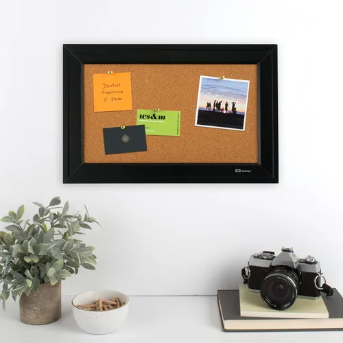Vista 2 de Quartet Tablón de anuncios de corcho 17 x 23 pulgadas con marco negro (79281)., Negro