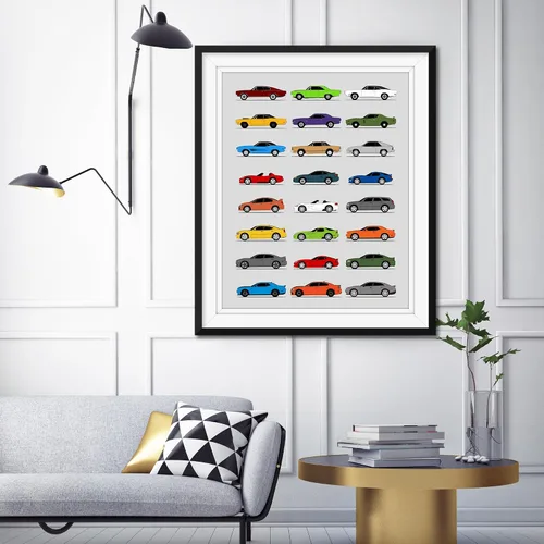 Vista 6 de Idea Network Handmade Poster compatible with Dodge Print Wall Art Decor of the Best of Dodge Generations History Evolution - 8x10in Satin Print