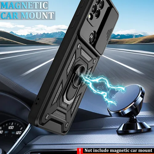 Vista 6 de Gritup Funda para Moto G Stylus 5G-2021 con cubierta deslizante para cámara 1 paquete de protectores de pantalla HD Soporte de metal giratorio