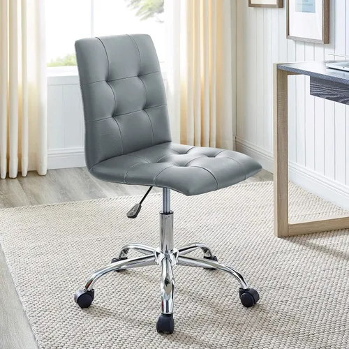 Vista 13 de Modway Prim Silla de oficina giratoria sin brazos con respaldo medio acanalado en gris