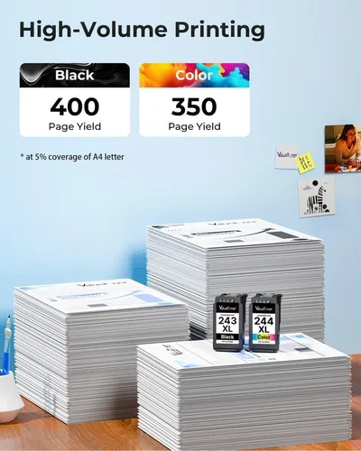 Vista 3 de PG243XL CL244XL - Cartuchos de tinta compatible con Canon 243 y 244 para Canon Ink 245 y 246, funciona con Pixma MX490 MG2522 MX492 MG2520 TR4520
