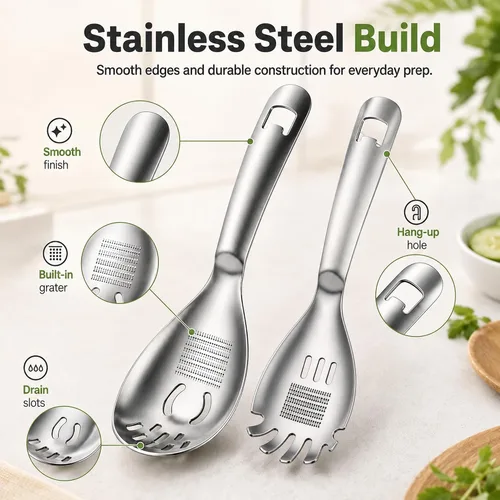 Vista 5 de Una cuchara, cuchara de cocina multifunción de acero inoxidable 5 en 1 2027 2PCS#A2