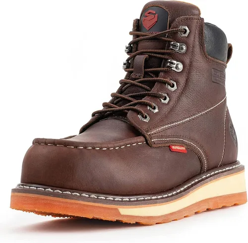 Vista 12 de SUREWAY Mens Heavy Duty Soft/Composite/Steel Toe Work Boots for Men-Comfortable,GoodyearWelt,Full Grain Leather,6 in Wedge Moc Toe Construction