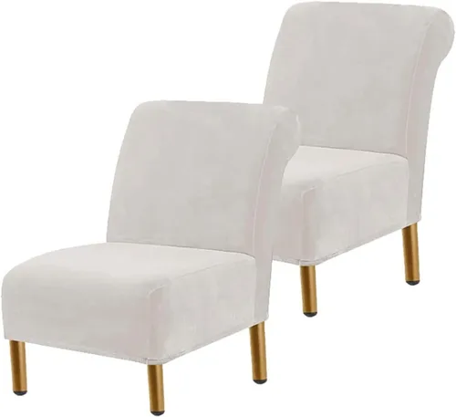 Vista 22 de Funda para silla decorativa sin brazos, de terciopelo elástico, extraíble, lavable, protector moderno de muebles con parte inferior elástica