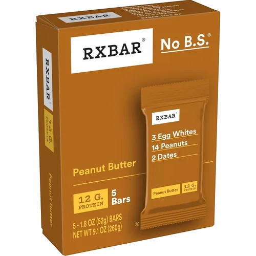 Vista 6 de RXBAR Barras de proteínas, 0.44 oz de proteína, aperitivos sin gluten, mantequilla de maní (6 cajas, 30 barras)